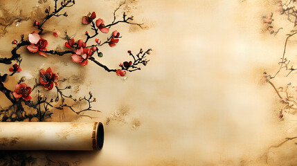 Chinese style empty scroll, Chinese style background, Chinese style element