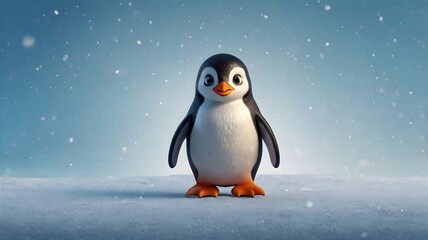 Obraz premium Penguin isolated on blue background.