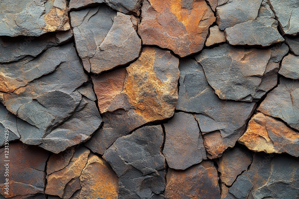 Poster close up of a textured rock wall showing natural patterns and colors in detail