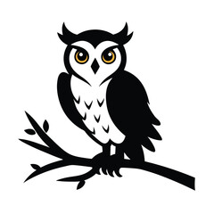 owl on branch vector illustration