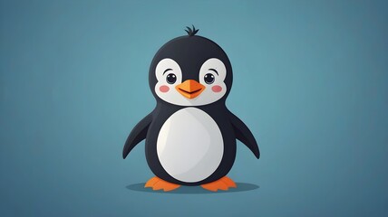 Fototapeta premium Penguin isolated on blue background.