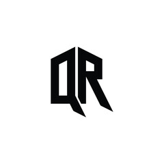 QR monogram logo design letter text name symbol monochrome logotype alphabet character simple logo