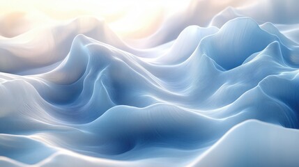 Fototapeta premium Minimalist Background Design with Wavy Abstract Iridescent Liquid Shapes in Light Blue and White