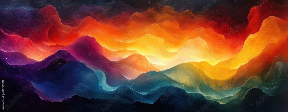 Poster fluid waves of colorful serenity in abstract design