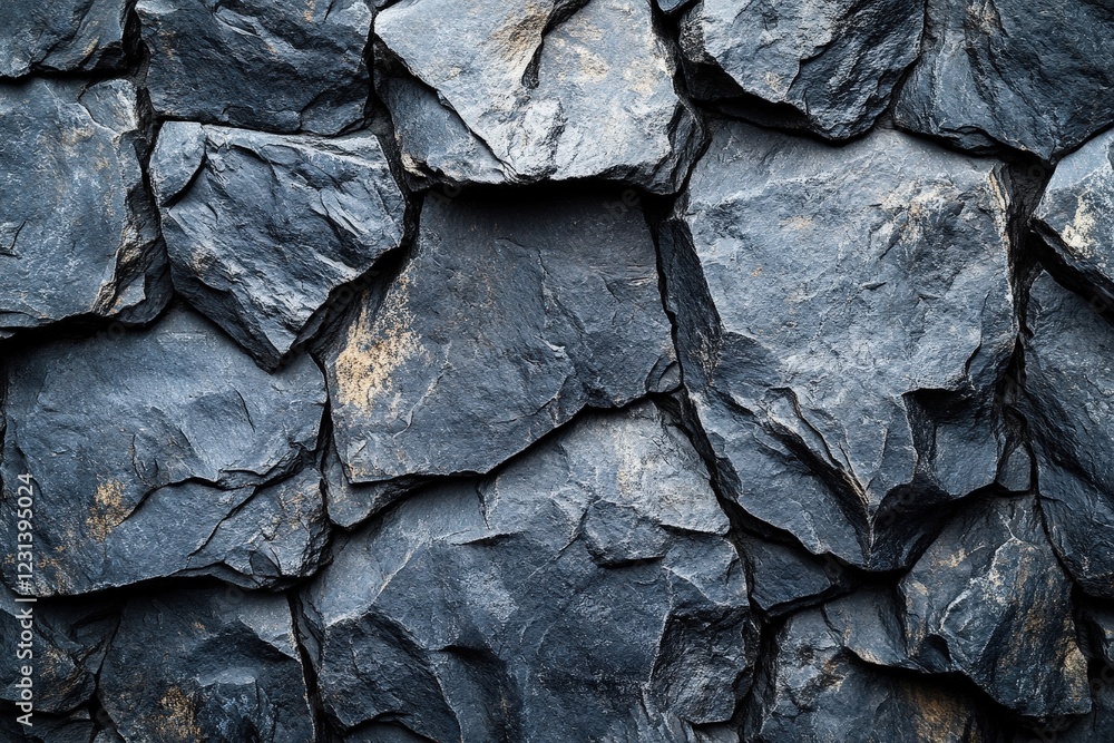 Poster close up view of a textured rock wall with various colors and patterns in natural environment
