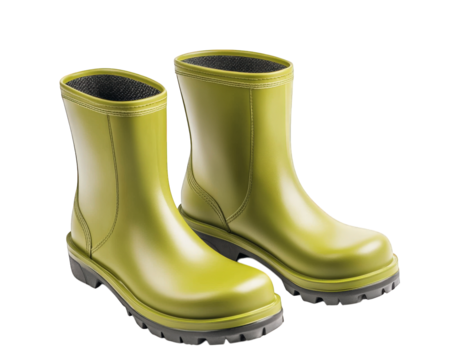 Modern and practical short ankle rain boots in vibrant green color, perfect for wet weather. Ideal for outdoor activities and keeping feet dry and comfortable