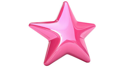 Obraz premium Glossy pink star shining on transparent background