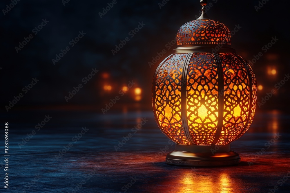 Poster lit candle with intricate pattern on surface glowing in low light setting creating a warm ambiance