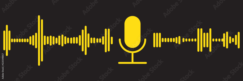 Poster podcast radio icon set . podcast channel or radio logo design using microphone. voice vector icon, r