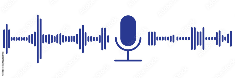 Poster podcast radio icon set . podcast channel or radio logo design using microphone. voice vector icon, r