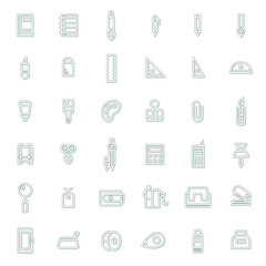 カラーシャドウ学校道具関連のアイコンセット