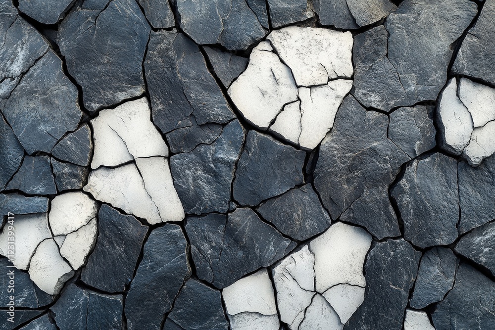 Poster close up image of a rock wall with a distinct white patch of paint on its surface