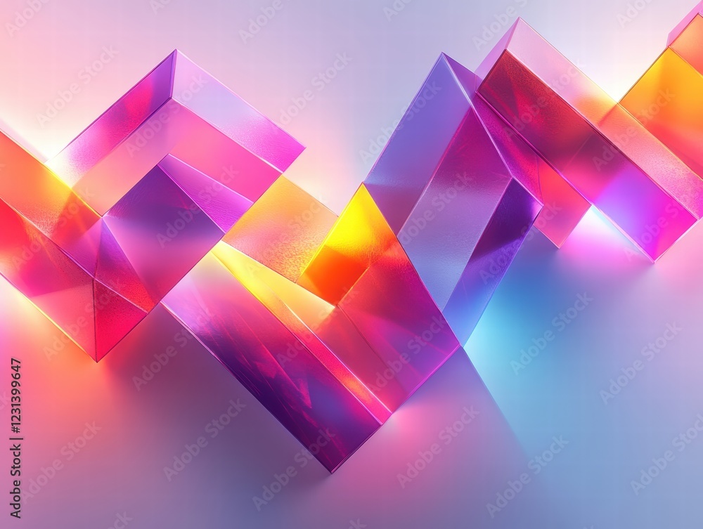 Aufkleber a 3d abstract art piece with geometric shapes and vibrant color gradients, creating a dynamic, futur