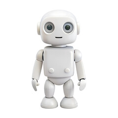 White robot. Artificial intelligence. 3d chat bot isolated on white background. Cartoon plastic style icon
