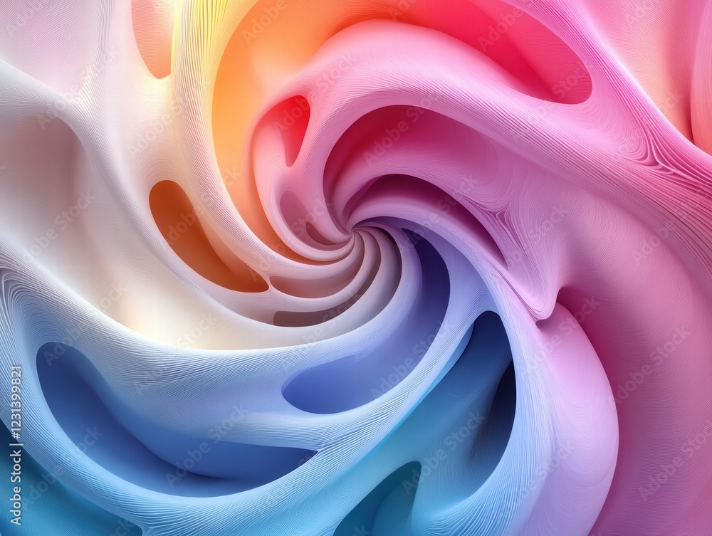 Aufkleber a 3d animated abstract composition of spiraling shapes and luminous colors, evoking a sense of movem