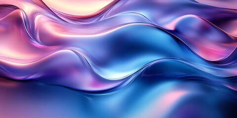 Obraz premium Stunning 3D render of glossy metallic blue and purple abstract shapes with smooth curves, set against a dark background, perfect for modern and futuristic designs