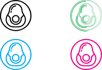 Minimalist avocado icons, colorful outlines, simple geometric shapes, flat design, clean lines, vibrant colors, monochrome illustrations, graphic design elements, vector art style, food symbols, moder