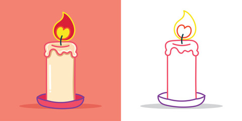 a cute candle illustration with a love-shaped flame for a valentine's Day design element