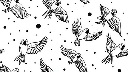 Fototapeta premium Decorative Hummingbird Seamless Pattern
