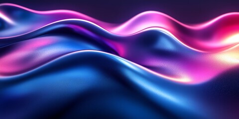 Obraz premium Stunning 3D render of glossy metallic blue and purple abstract shapes with smooth curves, set against a dark background, perfect for modern and futuristic designs
