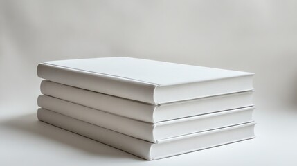 Stack of Blank White Books: Minimalist Still Life
