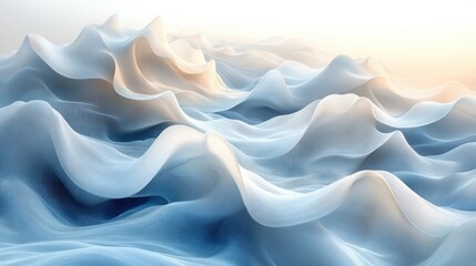 Obraz premium Minimalist Abstract Wavy Background Design with Iridescent Flow and Gradient Light Blue Effect