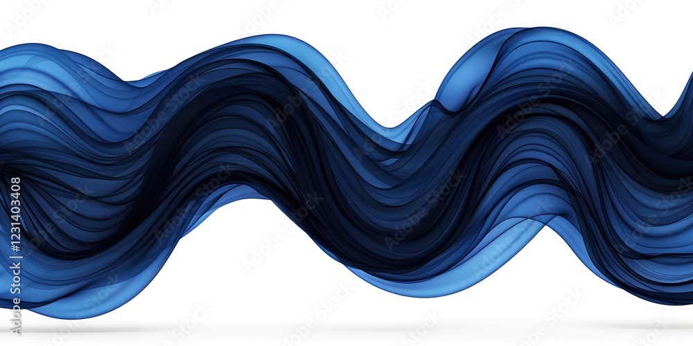 Poster flowing blue waves abstract design with smooth curves and movement