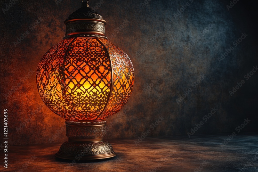 Aufkleber lamp on a wooden table with soft glow illuminating the surrounding area in a cozy setting