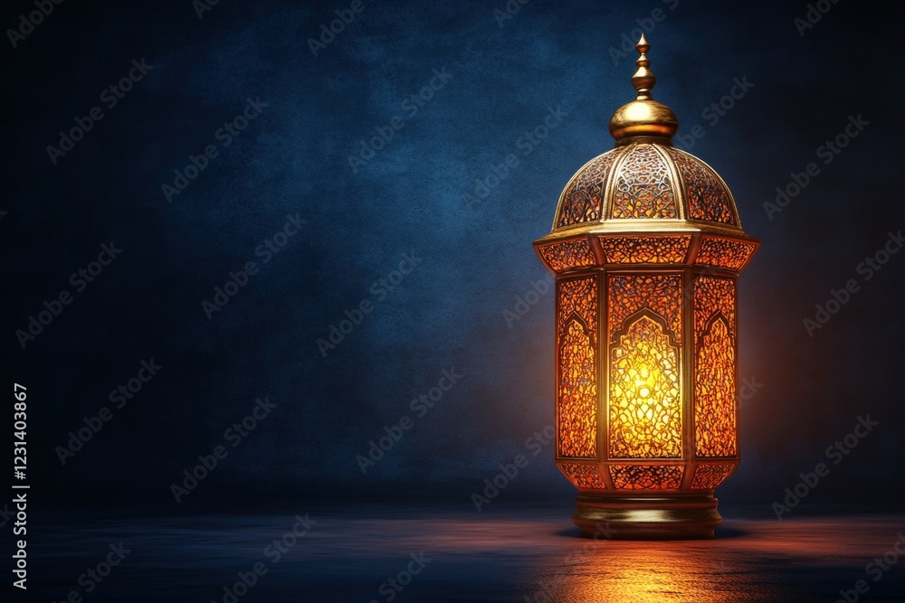 Aufkleber large golden lantern illuminated on a dark surface creating a warm and inviting atmosphere