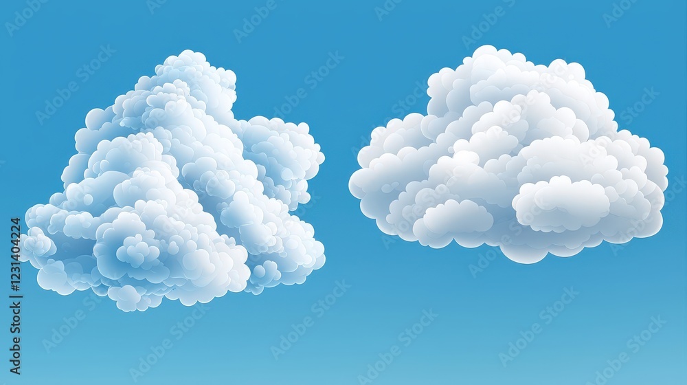 Poster a collection of vector cloud illustrations with various styles and forms. ideal for graphic design, 