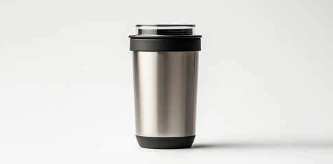 Sleek Stainless Steel Travel Mug: Modern Minimalist Design