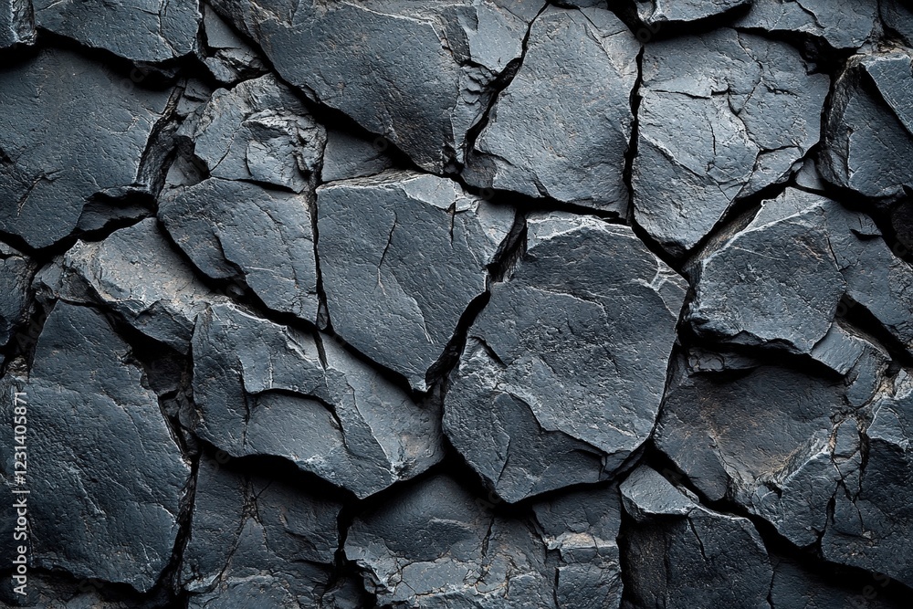 Aufkleber black rock wall texture on a solid black background creating a stark contrast in a minimalistic desi
