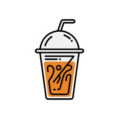 Modern Minimalist Paper coffee cup, To-Go Cup  icon linear logo Beverage Vector Art, Sleek To-Go Cup with Dome Lid and Straw - Clean Lines, Bold Contrasts for Cafe, Juice Bar, and Summer