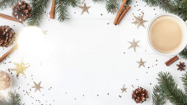 christmas composition frame made of fir spruce seamless looping overlay 4k virtual video animation background