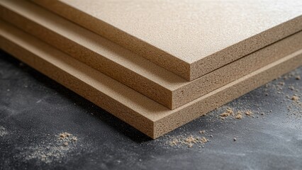 Close-up of Plywood Sheets on a Smooth Dark Surface