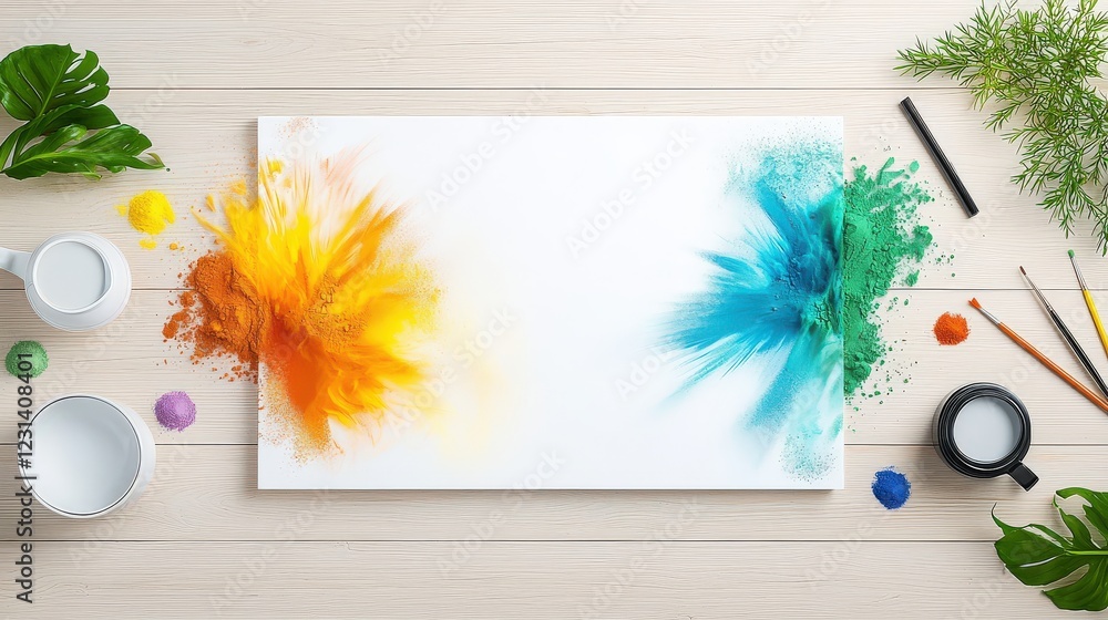 Aufkleber an artist using colored sand to create intricate patterns on a canvas, with the vibrant colors creat
