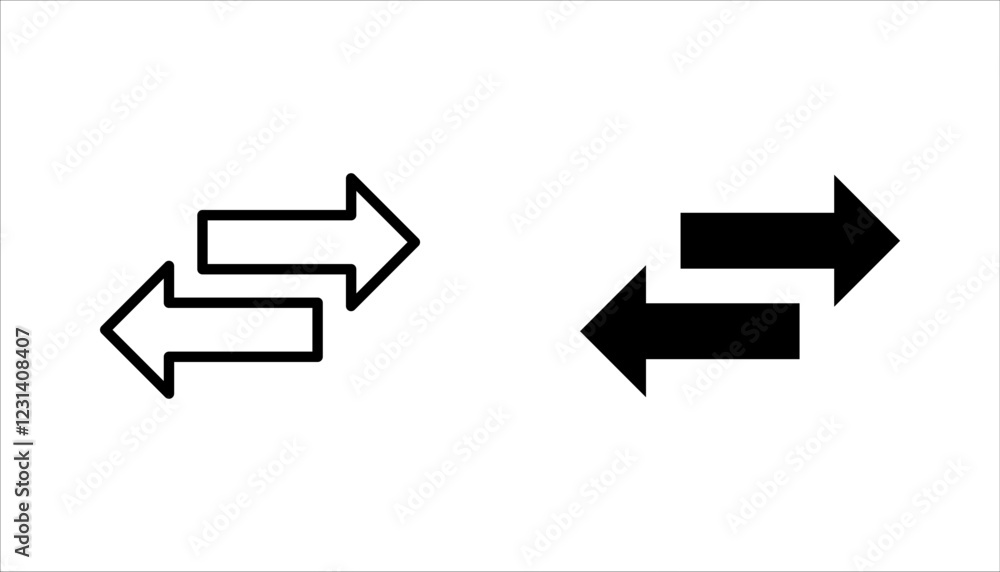Poster switch icon set, linear style sign for mobile concept and web design. left right arrows simple line 