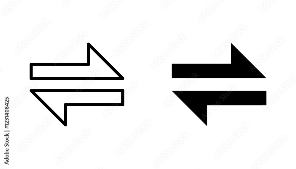 Poster switch icon set, linear style sign for mobile concept and web design. left right arrows simple line 