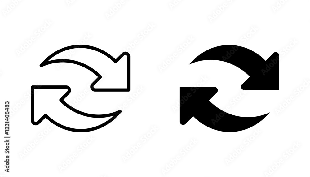 Poster switch icon set, linear style sign for mobile concept and web design. left right arrows simple line 