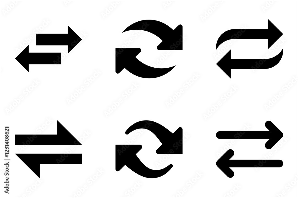 Poster switch icon set, linear style sign for mobile concept and web design. left right arrows simple line 