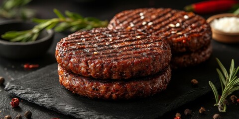 Plant based vegan burgers, plant based meat concept