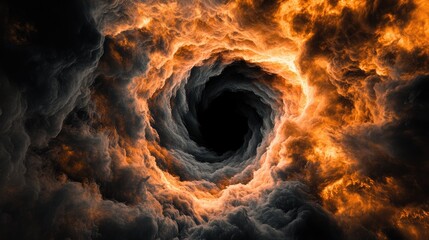 A swirl of smoke exploding outward, leaving room in the center for Halloween-themed content or spooky visual effects with a dark and dramatic look