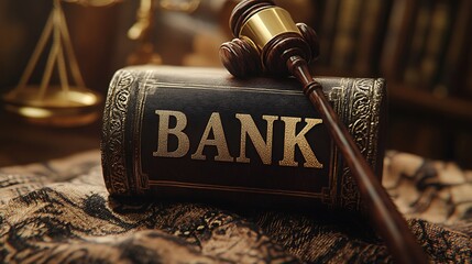 Gavel and Bank Book on Wooden Table