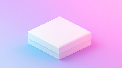 A pristine white square box sits on a pastel pink and blue background, ready for your product or gift.