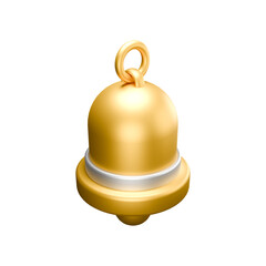 a 3d icon render of golden bell isolated on white