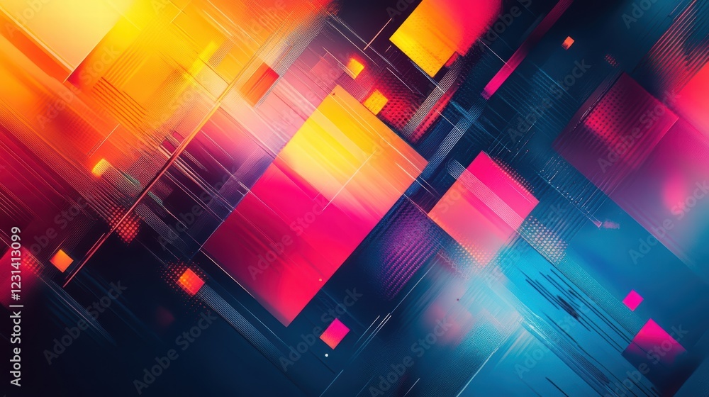 Aufkleber a digitally manipulated abstract art piece with geometric forms and vibrant gradients, creating a dy