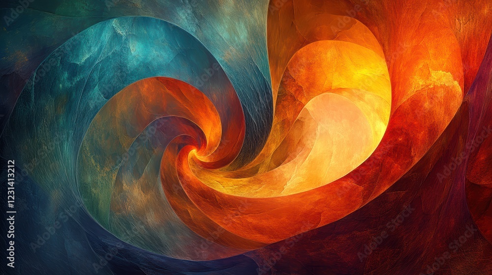 Poster a dynamic digital art piece featuring swirling colors and fluid patterns that create a sense of move