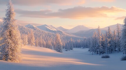 Fototapeta premium Colorful Winter Panorama in the Carpathian Mountains