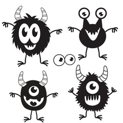 Funny monster face bundle vector cartoon illustration