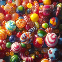 Fototapeta premium Vibrant Swirl of Colorful Candies: A Delightful Still Life